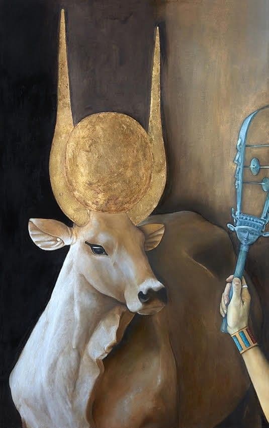 Hathor with golden horns and sun disk
